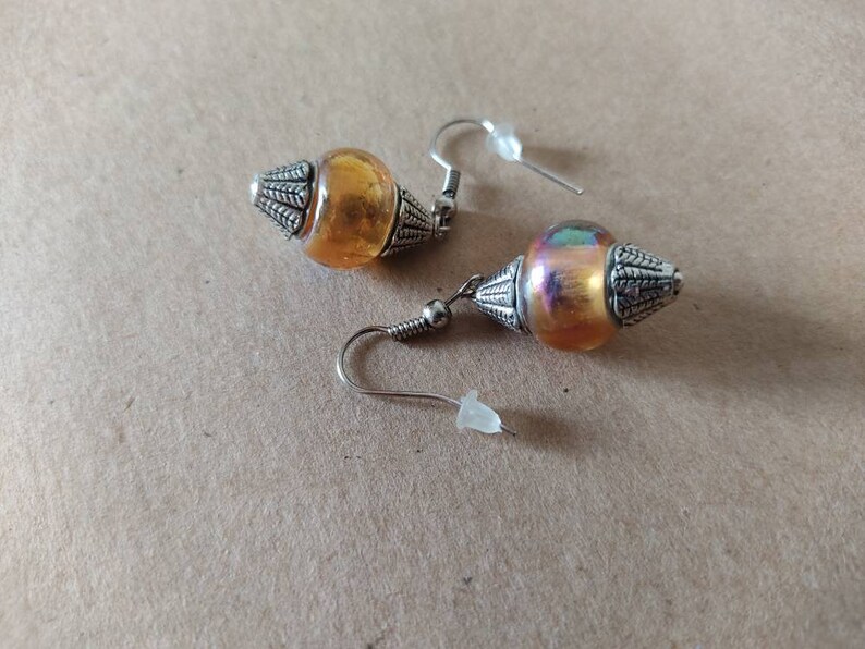 Boucles d'oreilles ethniques & Perles de verre Lampwork oranges image 8