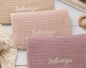 Monogrammed Colored Muslin Burp Cloth SET of 3; Baby Girls Personalized Embroidered Burp Cloths Baby Shower Gift