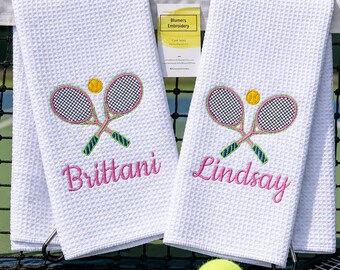 Toalla de tenis personalizada con clip, toalla de tenis con monograma, regalo de tenis con monograma personalizado, regalo deportivo bordado, toalla para raqueta de tenis