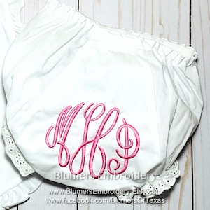 Monogrammed Baby Bloomers Personalized Diaper Cover Bib Burp Cloth Baby Girl Bloomers Custom Monogram Newborn Bloomers Photo Shower Gift