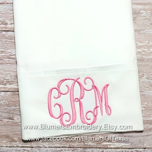 Monogrammed Pillowcase Set Custom Personalized Monogram Bed Bedding Bridal Wedding Shower Pillow Bedroom Bride Groom Gift Bedding Sheets