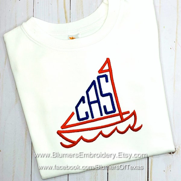 Sailboat Monogram Shirt; Personalized Embroidered Nautical Bodysuit T Shirt Romper -  Boys Preppy Sail Boat Beach Lake Sea Tee Shirt Gift