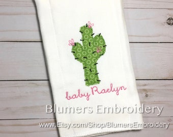 Personalized Cactus Bodysuit/T Shirt/Burp Cloth/Bib; Boys Girls Unisex Baby Infant Western Monogrammed Embroidered Gender Neutral Applique