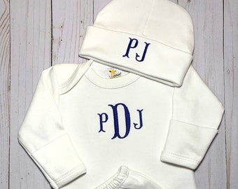 Baby Coming Home Outfit; Embroidered Personalized Infant Gown or Bodysuit; Bring Baby Home Outfit; Newborn Sleeper; Custom Monogrammed Gift