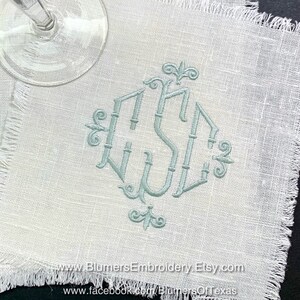 Monogrammed Linen Cocktail Napkins Personalized Embroidered Napkins Hostess Gift Personalized Wedding Gift Custom Monogrammed Table Linens