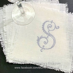 Monogrammed Linen Cocktail Napkins Personalized Embroidered Napkins Hostess Gift Personalized Wedding Gift Custom Monogrammed Table Linens