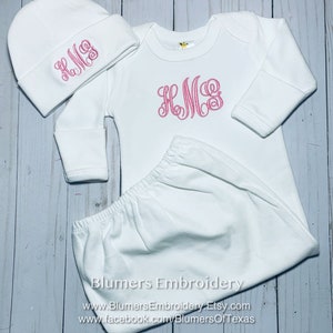 Monogrammed Stars Baby Gown Coming Home Outfit Personalized Baby Gown ...