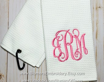 Personalized Tennis Golf Towel w/ Clip; Monogrammed Tennis Towel; Custom Monogram Tennis Gift; Personalized Sports Gift; Tennis Racket Cloth