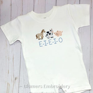 Farm Animals Bodysuit/T Shirt/Burp Cloth - Personalized Embroidered Boys/Girls/Babies Monogram Monogrammed Custom Cow/Chicken/Pig/Horse/Lamb