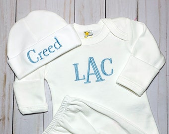 Baby Coming Home Outfit - Personalized Baby Gown - Bring Baby Boy Girl Home Outfit - Newborn Sleeper - Custom Baby Gown - Monogrammed Gift