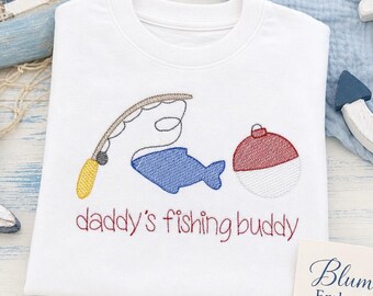 Personalized Embroidered Boys Fishing T Shirt Rod Reel Fish Bobber Trio Bodysuit Monogrammed Boys Nautical Shirt Beach Lake Sea Shirt Gift