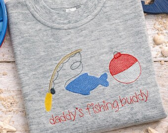 Personalized Embroidered Fishing Trio Shirt Rod Reel Fish Bobber Nautical Monogrammed Bodysuit T Shirt Boys Beach Lake Sea Tee Shirt