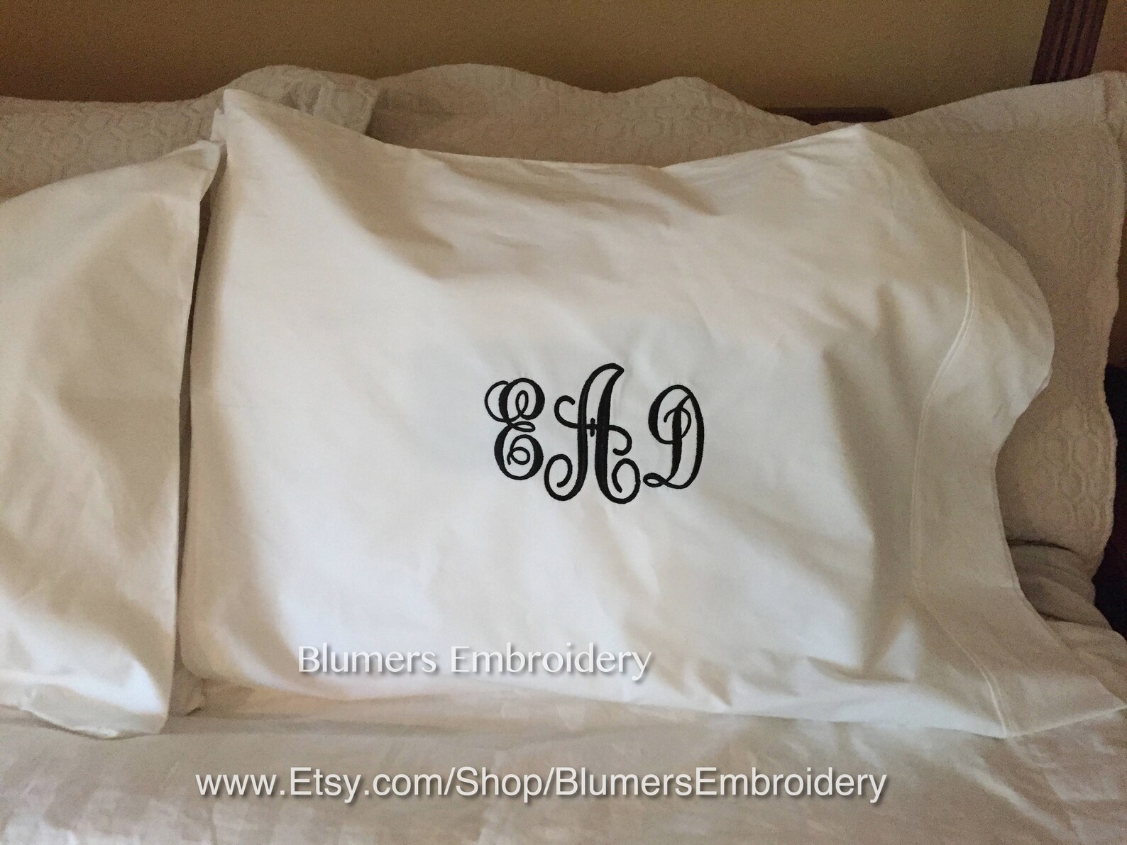 Monogrammed Pillowcase Set Custom Personalized Monogram Bed Etsy