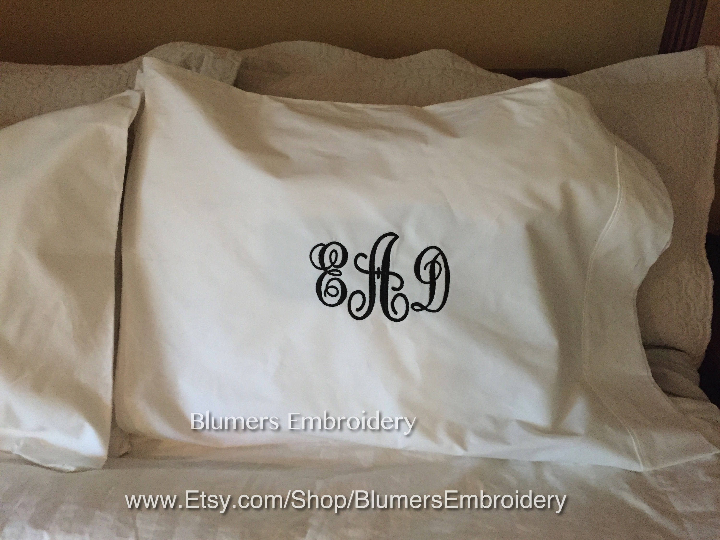 Monogrammed Pillowcase Set Custom Personalized Monogram Bed Etsy
