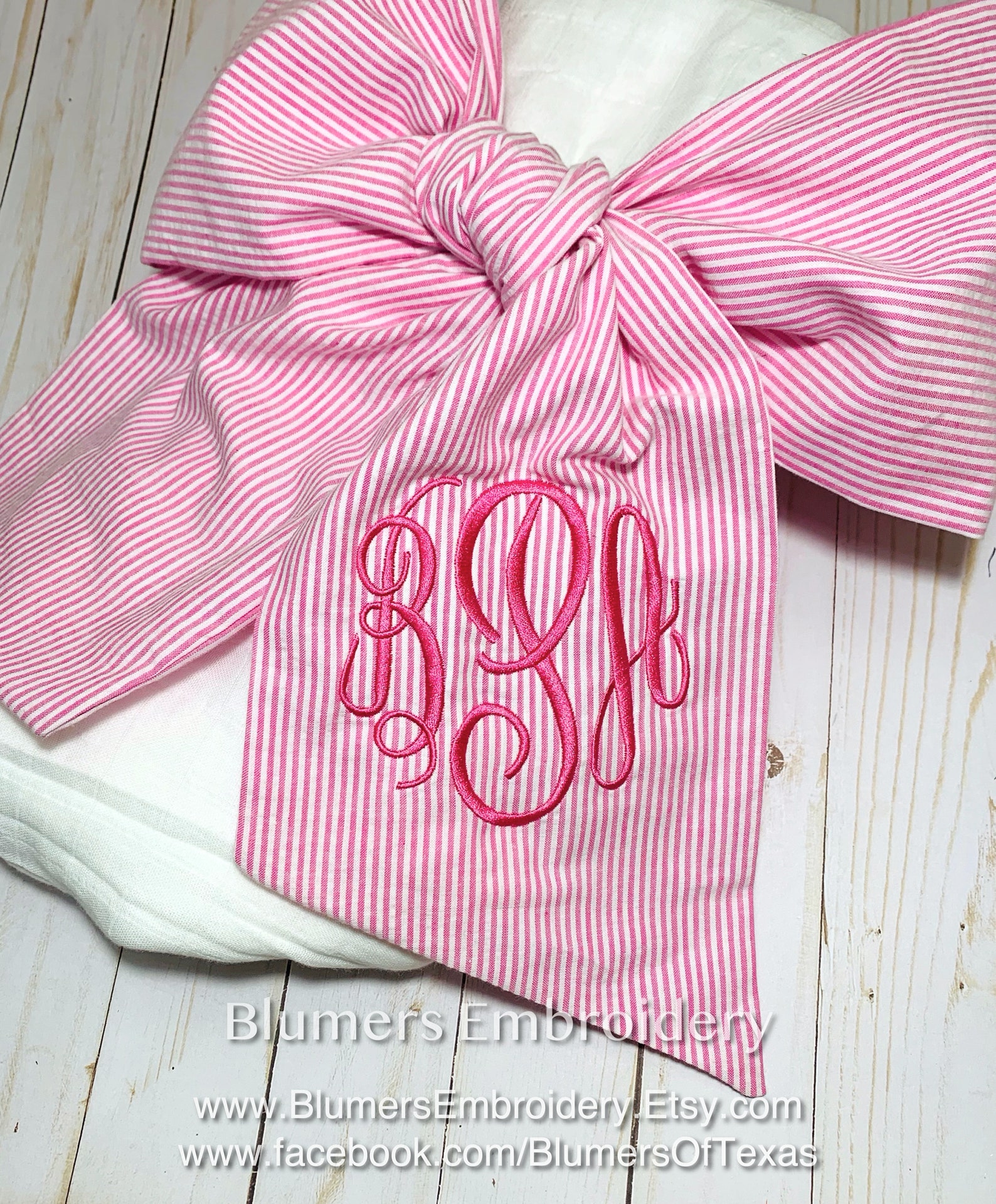 Monogrammed Baby Swaddle Bow Sash Seersucker Newborn Photo Etsy