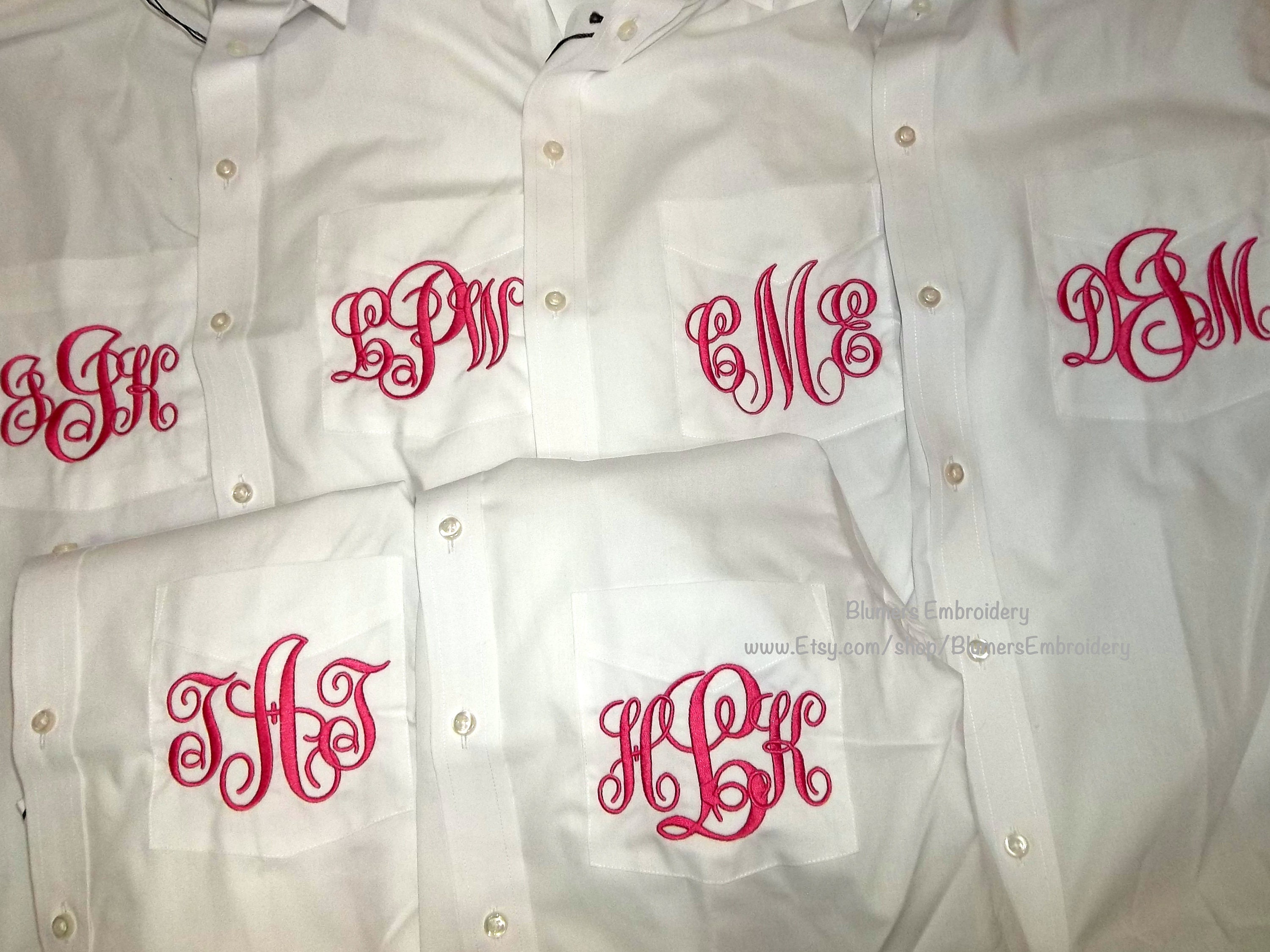 Ladies Monogrammed Big Shirt with Custom Embroidered Pocket & Etsy