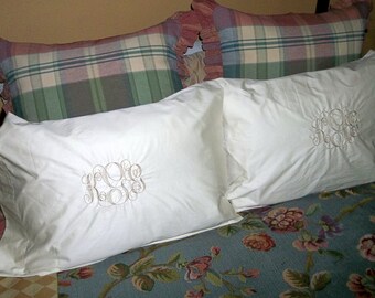 Monogrammed Pillowcase Set, Bedding Bed Pillow Bedroom Custom Personalized Floss Monogram Wedding Shower Bride Groom Couples Sheets Gift