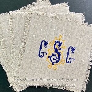 Monogrammed Linen Cocktail Napkins Personalized Embroidered Napkins Hostess Gift Personalized Wedding Gift Monogrammed Table Linens Gift