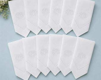 Servilletas de lino bordadas con monograma, servilletas de mesa personalizadas, manteles bordados personalizados, regalo de inauguración de la casa para la anfitriona de la fiesta de bodas.