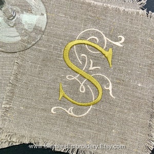 Monogrammed Linen Cocktail Napkins / Personalized Embroidered Napkins / Hostess Gift / Personalized Wedding Gift / Monogrammed Table Linens