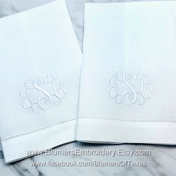 Monogrammed Linen Guest Hand Towel, Custom Monogram Initials Tea Towel Bathroom Hand Towel Cloth Wedding Shower Hostess Housewarming Gift