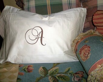 Monogrammed Pillowcase SET of Two, Custom Personalized Bride Groom Bridesmaids Bridal Wedding Shower Beddding Pillow Gift Sheet Duvet Set