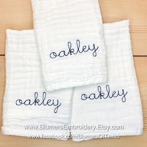 Monogrammed Muslin Burp Cloth Set of 3 Personalized Burp Cloth; Personalized Baby Shower Gift Embroidered Muslin Burp Cloth Unisex Gift