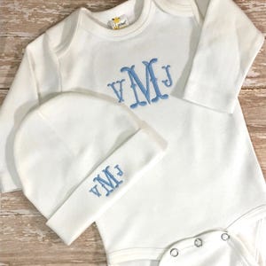 Personalized Baby Coming Home Outfit Monogrammed Gown Bring Baby Boy Girl Home Outfit Newborn Sleeper Custom Baby Gown Gift