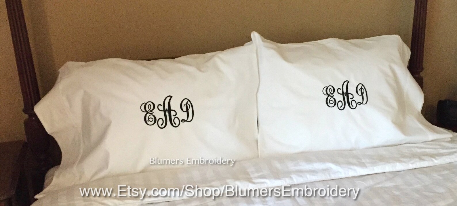 Monogrammed Pillowcase Set Custom Personalized Monogram Bed Etsy