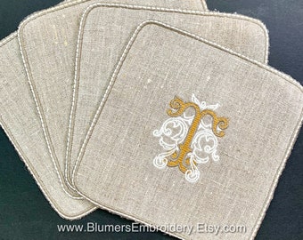 Monogrammed Linen Cocktail Napkins / Personalized Embroidered Napkins / Hostess Gift / Personalized Wedding Gift / Monogrammed Table Linens