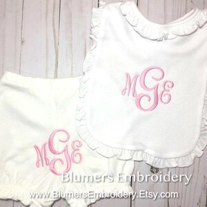 Monogrammed Diaper Cover & Bib SET Baby Bloomers Personalized Monogram Baby Bloomer Custom Newborn Baby Girl Gift Baby Girl Shower Gift