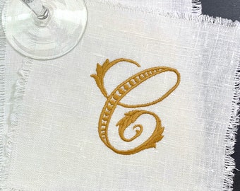 Monogrammed Linen Cocktail Napkins / Personalized Embroidered Napkins / Hostess Gift / Personalized Wedding Gift / Monogrammed Table Linens