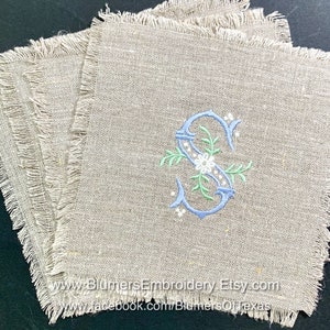 Monogrammed Linen Cocktail Napkins Personalized Embroidered Napkins Custom Hostess Gift Personalized Wedding Gift Monogrammed Table Linens