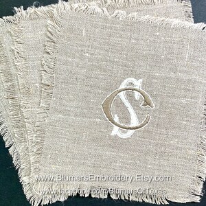 Monogrammed Linen Cocktail Napkins Personalized Embroidered Napkins Hostess Gift Personalized Wedding Gift Custom Monogrammed Table Linens