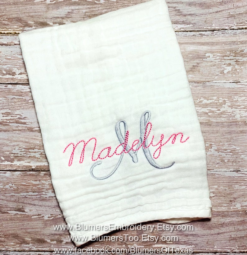 Monogrammed Muslin Burp Cloth Set of 3 Personalized Burp Etsy