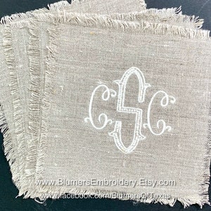 Monogrammed Linen Cocktail Napkins Personalized Embroidered Napkins Hostess Gift Personalized Wedding Gift Monogrammed Table Linens