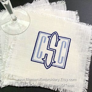 Monogrammed Linen Cocktail Napkins Personalized Embroidered Napkins Hostess Gift Personalized Wedding Gift Monogrammed Table Linens