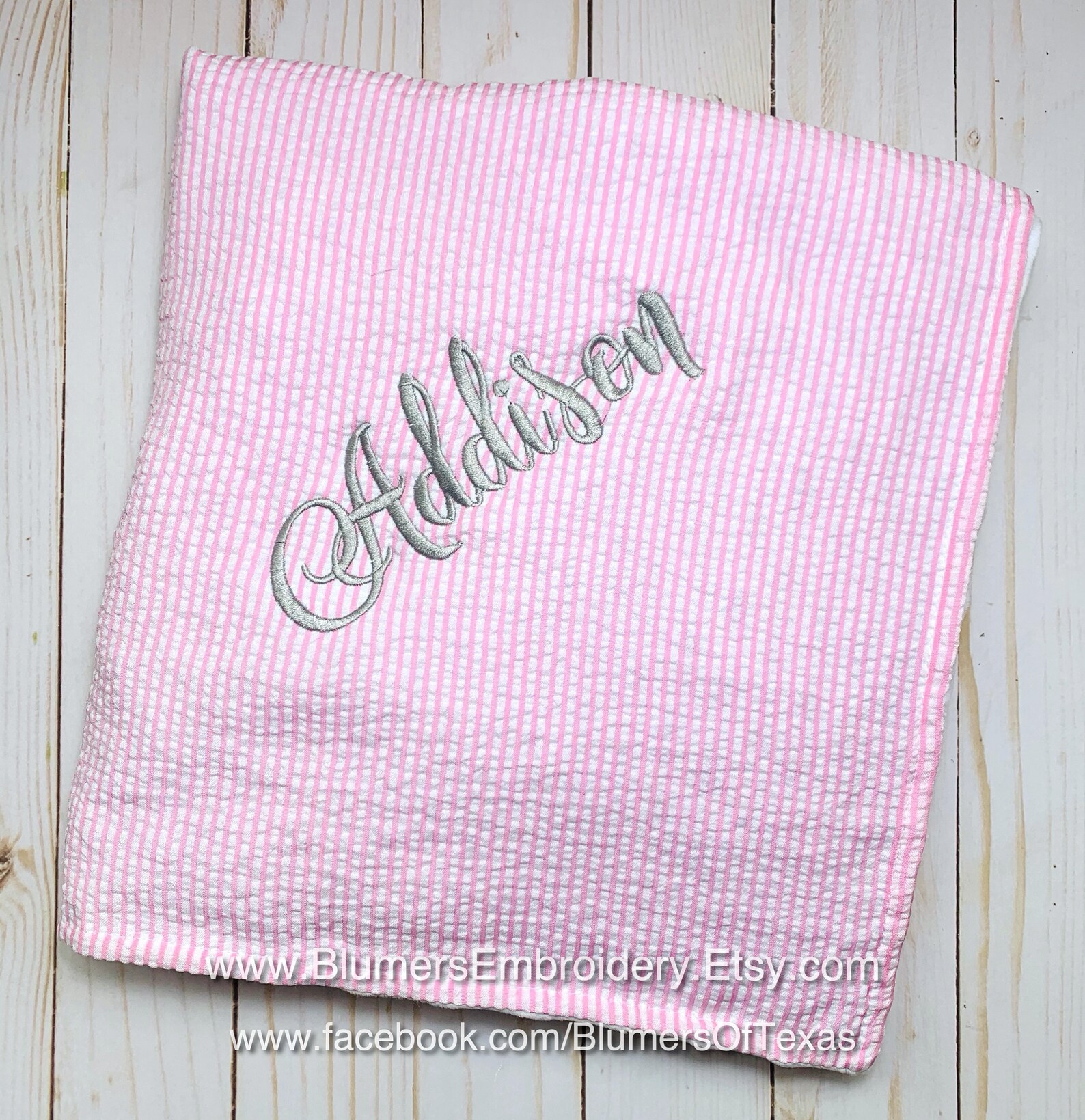 Personalized Baby Blanket Monogrammed Seersucker Baby Etsy