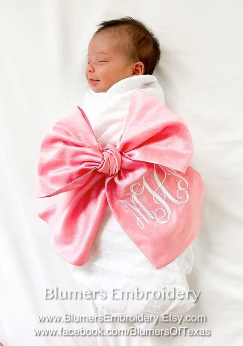 Swaddle Bow Monogrammed Seersucker Swaddle Sash Newborn Etsy