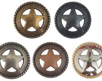 SET OF 4 Antique Brass Replica Western Texas Lone Star Drawer Pull Knob