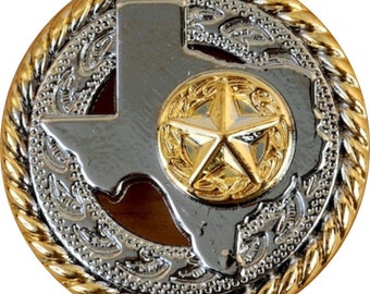 Texas Gold Texas, Rope, and Star Concho Bottle Opener, Key Fob, Key Holder, or Money Clip