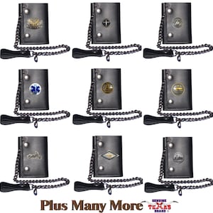 Cartera triduple de cuero negro personalizada para motociclistas de cuero genuino - Made In USA
