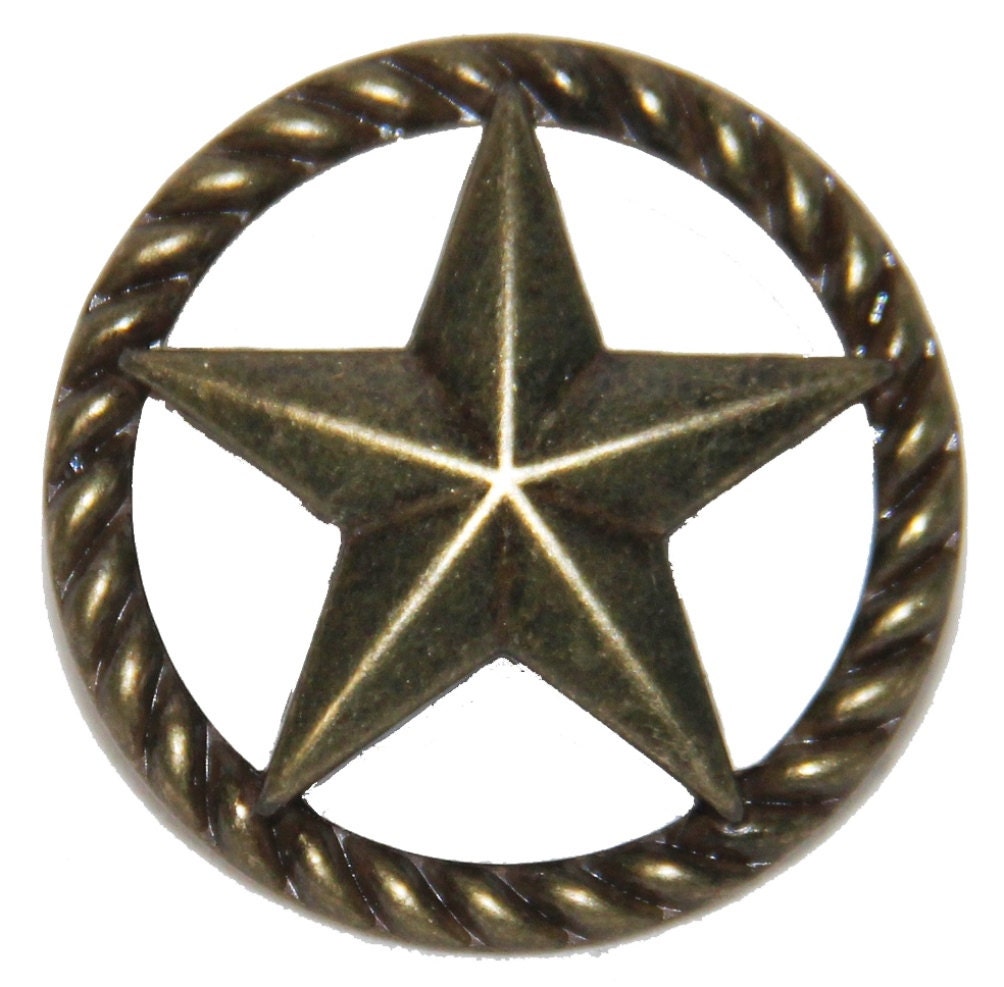 Western Style Rope & Star Cabinet Knobs - Drawer Pulls With Texas Star Design, Metal Hardware