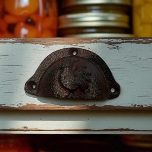 Farm House Rooster Bin Pull - Cast Iron Bin Cup Drawer Pulls (Set of 4)