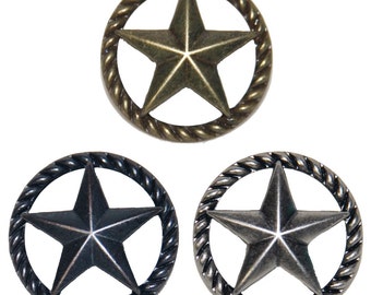 Thin Rope Star Drawer Pulls or Cabinet Knobs. Western, Southwest, Rustic, Texas