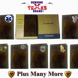 Customized ARIAT Faded Flag Tri-fold Rodeo Leather Wallet