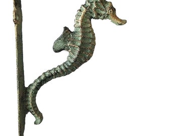 Decorative Seahorse Brace (Turquoise & Gold Patina/Cast Iron)