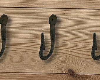 Realistic Rustic Brown Fish Hook Wall Hooks - (Set of 3)
