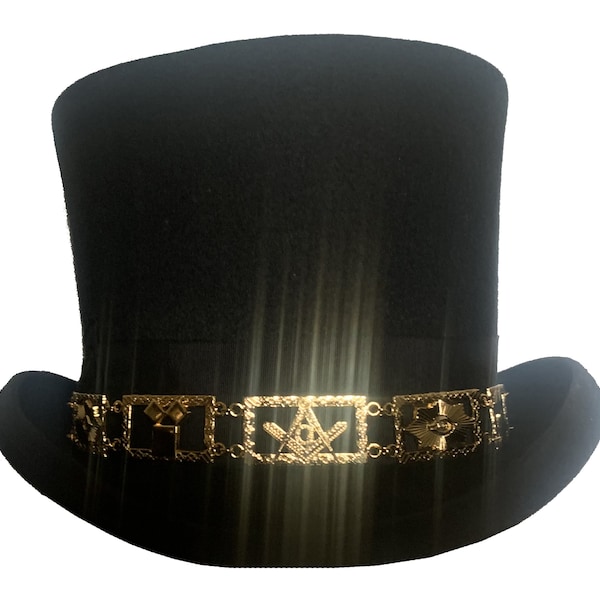 Masonic Jeweled Hatband in Silver or 14K Gold Plating