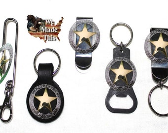 Lone Star Texas Ranger  Concho Bottle Opener, Key Fob, Key Holder, or Money Clip